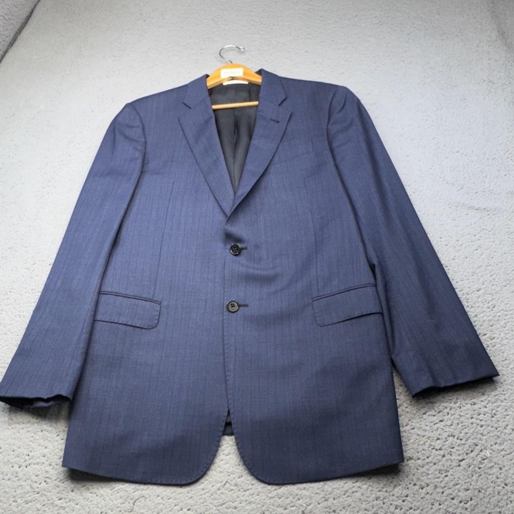 Armani Collezioni Suit Jacket Men 42 Blue Striped Two-Button Italy Blazer G Line